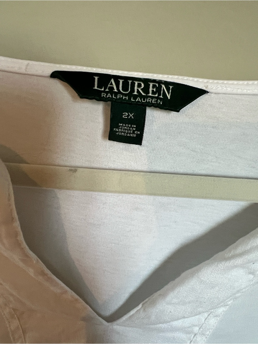 Lauren Ralph Lauren White V-Neck Chemise Top